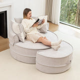 Oversized Round Accent Barrel Chair 5 Pillows Soft Velvet Upholstered Armchair Lazy Lounge Sofa W1170P283149