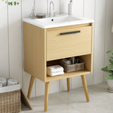 24" Bathroom Vanity with Sink Combo, Multi-functional Bathroom Cabinet with Drawer, MDF Board, N725P176330N