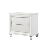 Pearl White 2-Drawer Nightstand with Acrylic Crystal Legs B062P215411