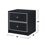 2 Storage Drawers Nightstand, Black and Silver B016P256520