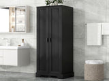 Storage Cabinet with Two Doors for Bathroom, Office, Adjustable Shelf, MDF Board, Black 55344255