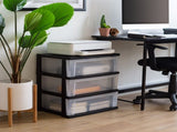 3-Drawer Wide Plastic Storage Drawer, Black, Set of 2 40262870