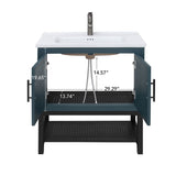 32" Bathroom Vanity White Ceramic Sink & Hot and Cold Faucet , Freestanding Bathroom Cabinet W688P224392