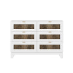 ZUN Rustic Farmhouse Style Wooden Dresser with 6 Drawers, Storage Cabinet for Bedroom with Metal WF530908AAK