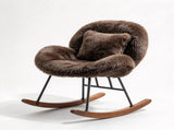 25.59"W x 33.66"D x 29.53"H Indoor Plush Rocking Chair, Soft Fluffy Lounge Rocker with Black Metal 00955809