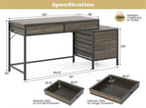 Home Office Dual Desktop Desk with 5 Storage Drawers, Powder-Coated Metal Frame Engineered Wood 15981882