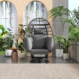 TREXM Outdoor Swivel Chair with Cushions, Rattan Egg Patio Chair with Rocking Function for Balcony, GL-WF318105AAE