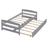 Twin Size Platform Bed with Twin Size Trundle, Gray WF313279AAE