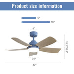 ZUN 42 Inch Ceiling Fans with LED Light 22W and Remote Control 5 ABS Fan Blades for Bedroom, Living W934P242549