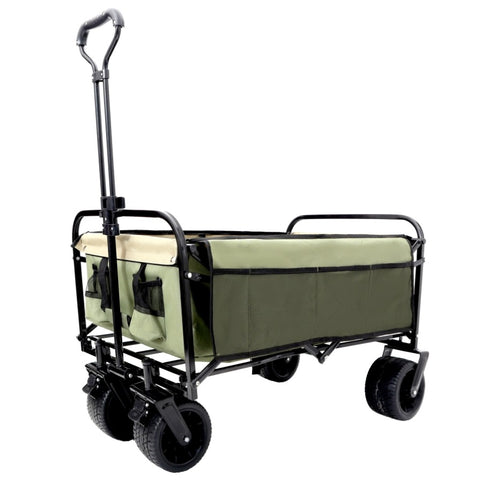 ZUN 440lbs Collapsible Foldable Wagon Cart with strapping system ,Beach Wagon Utility Cart Utility Wagon W2932P235395