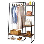 ZUN Clothes Rack with 5 Wood Shelf, Freestanding Rack,Garment Rack, Standing Metal Sturdy 50851359