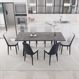 55.12-70.87" expandable rectangular dining table that can accommodate 4-6 people, equipped with 6 PU 31002159