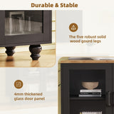 ON-TREND Farmhouse TV Stand with Tempered Glass Doors for TVs Up to 70", Versatile Sideboard with N721P206052B