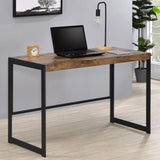 ZUN Writing Desk with Metal Frame in Antique Nutmeg and Gunmetal B016P163679