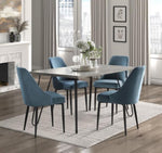 ZUN Modern Sleek Design Velvet Fabric Blue Side Chair Set of 2 Black Finish Metal Legs Dining Furniture B011134421