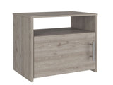 Nightstand, Single Door Cabinet, Metal Handle, One Shelf, Superior Top, Light Gray B097120602
