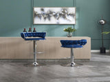 Set of 2 Bar Stools,with Chrome Footrest and Base Swivel Height Adjustable Mechanical Lifting Velvet 21221220