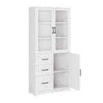 ZUN FCH 3 doors 3 drawers 5 layers Triamine board veneer 78*38.5*170cm display cabinet white N001 52480970