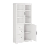 ZUN FCH 3 doors 3 drawers 5 layers Triamine board veneer 78*38.5*170cm display cabinet white N001 52480970