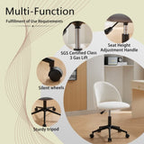 ZUN White Boucle office chair Desk Chair, Mid-Back Adjustable Swivel Computer Chair with Black Legs , W2725P190507