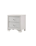 ZUN 1pc Modern Glam Style Crisp White Finish Two Drawer Nightstand Embossed Crocodile Pattern B01181033