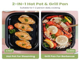 2-in-1 Electric Hot Pot & Grill Combo, Dual Separate Temperature Control, Non-Stick Die-Cast 10655082