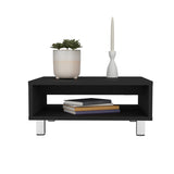 ZUN Coffee Table 10.6" H, 1 shelf, 4 legs, Black B097P250873