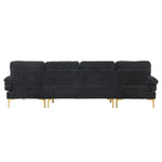 ZUN U-Shaped 4-Seat Indoor Modular Sofa Black 35865995