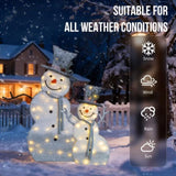 Set of 2 Lighted Snowman with Top Hat Christmas Decorations, Pre-lit 2D Holiday Decor with 80 Warm 25364656