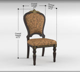 Traditional Formal Side Chairs Set of 2, Cherry Finish with Gold Tipping Jacquard Fabric Upholstery B011P321314