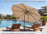 10 Ft Solar Powered Patio Umbrella with 24 LED Lights, Beige Outdoor Market Umbrella 10594383