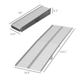 ZUN 10' wheelchair ramp Portable folding ramp silver 92415508