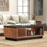 ZUN Bridgevine Home Graceland 47" Coffee Table, No Assembly Required, Black with Bourbon Finish B108P160164