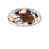 Caged Ceiling Fan With Light, 20'' farmhouse Low Profile Ceiling fan Lights With Remote Control, W1340103792