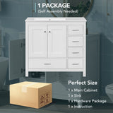 ZUN 36" White Bathroom Vanity with Ceramic Sink Combo, Abundant Storage Cabinet -2 Soft-close doors and 52893453