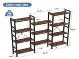 Three Columns and Four Layers Bookshelf, Wide Bookcase with 11 Open Display Shelves, 96342783