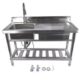 Stainless Steel Kitchen Sink Commercial Freestanding Utility Sink with Drawer and Pull-Out Faucet 64460763