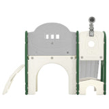 ZUN Kids Slide Playset Structure 7 in 1, Freestanding Spaceship Set with Slide, Arch Tunnel, Ring Toss PP319756AAF