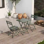 ZUN 3 Piece Patio Bistro Set of Foldable SquareTable and Chairs, Dark Greem W1586P143162