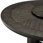 ZUN 1pc Transitional Round Table with Lazy Susan Dark Brown Finish Single Pedestal Wooden Dining Room B011P207874