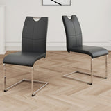 ZUN Modern Charcoal PU dining chair Living room chair upholstered chair, electroplated metal chair leg W210P199113