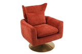 Classic Mid-Century 360-degree Swivel Accent Chair, Orange Linen W1361104582