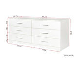 6 Drawer Double Dresser for Bedroom, Wide Storage Cabinet for Living Room Home Entryway, White 71507720