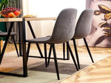 Comfortable Linen-Cotton Dining Chair Set - Six Pieces in Dark Gray.Integrated Seat and W1151P283077