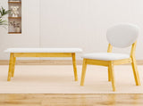 Rubberwood Dining Table Set, 1 Rectangular Table 4 Upholstered Chairs 1 Bench, Natural Wood 25118612