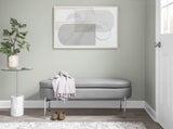 Contemporary Storage Bench in Chrome Metal and Grey Faux Leather B202P223834