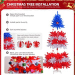 ZUN 6 FT Patriotic Artificial Christmas Tree, Hinged Tree 4th of July Patriotic Decorations with 900 92099137