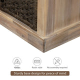Rustic Storage Bench with 3 Removable Classic Rattan Basket , Entryway Bench with Removable Cushion 13131437