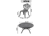 3-Piece Set Of All-Weather Cast Aluminum Dining Furniture Set With Black Frame 14622726