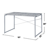 Faux Concrete Top Rectangular Writing Desk, Silver B016P311786